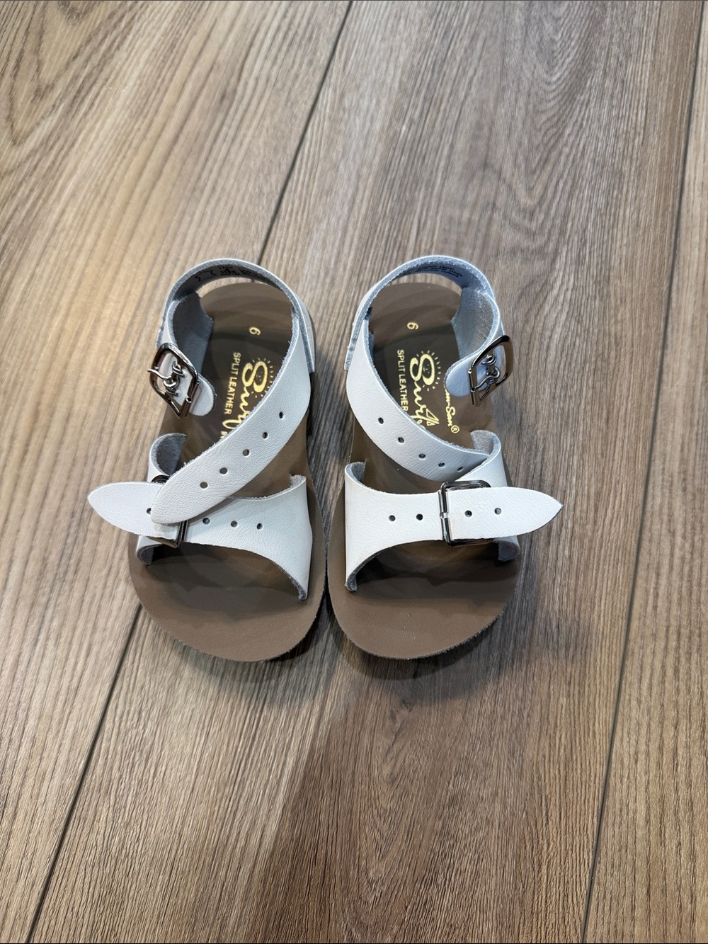 White Kids Buckle Sandals by - Adjustable Comfort
